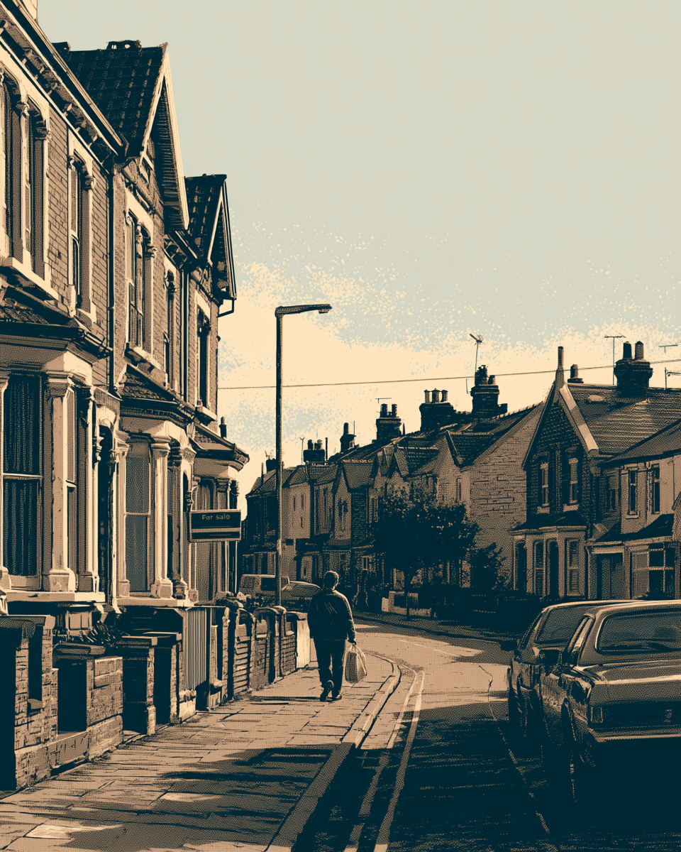Illustrated postcard — Housing, 2036, flat